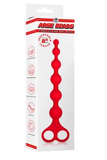 8 Inch Ribbed Silicone Anal Beads Red
