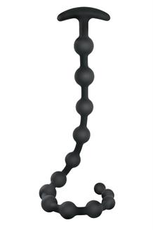 19 Inch Ribbed Silicone Anal Beads Black