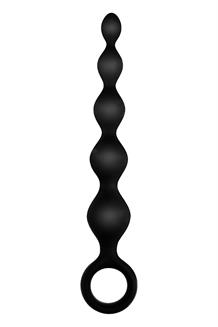 5.5 Inch Ribbed Silicone Anal Beads Black