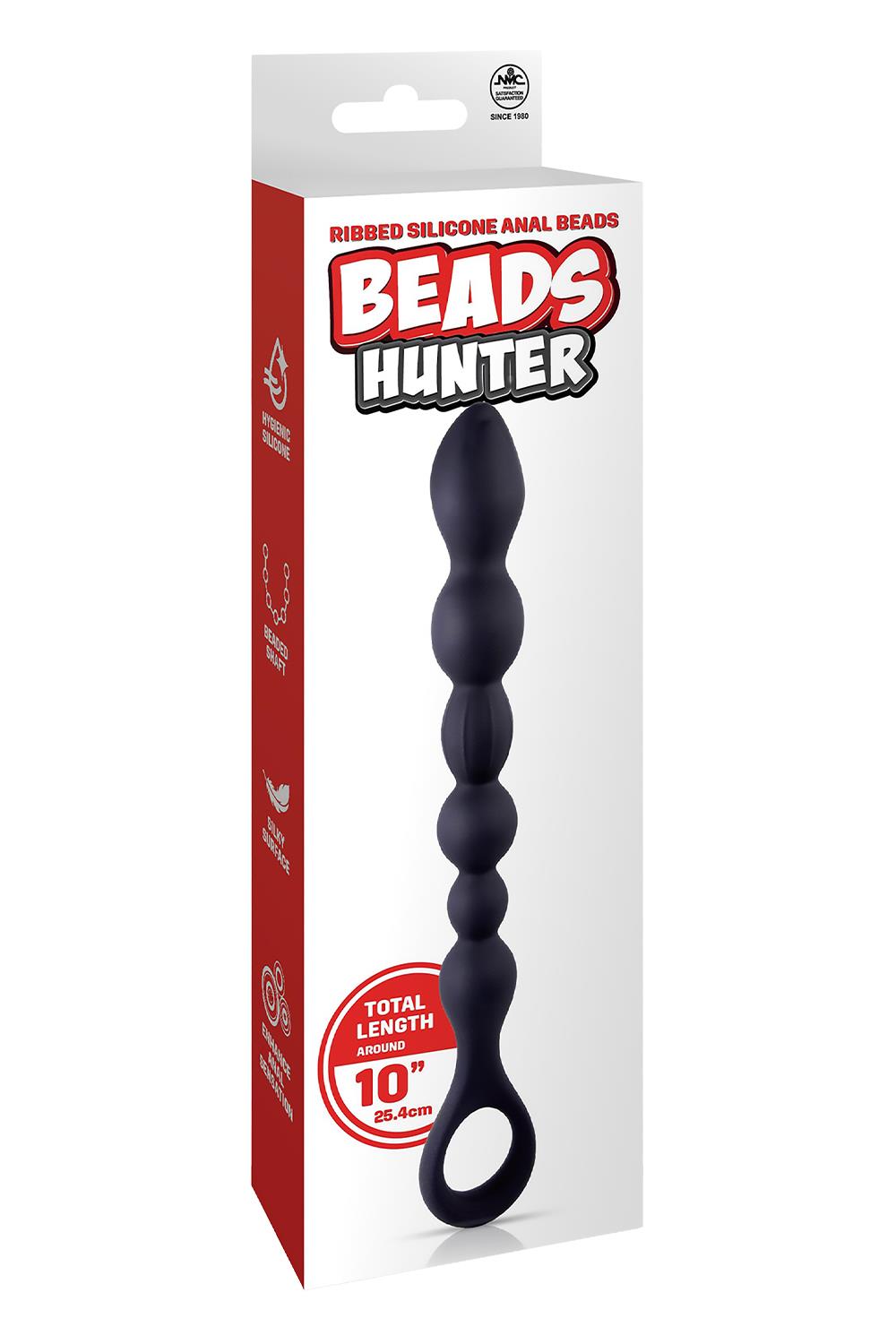 10 Inch Ribbed Silicone Anal Ball Beads Black