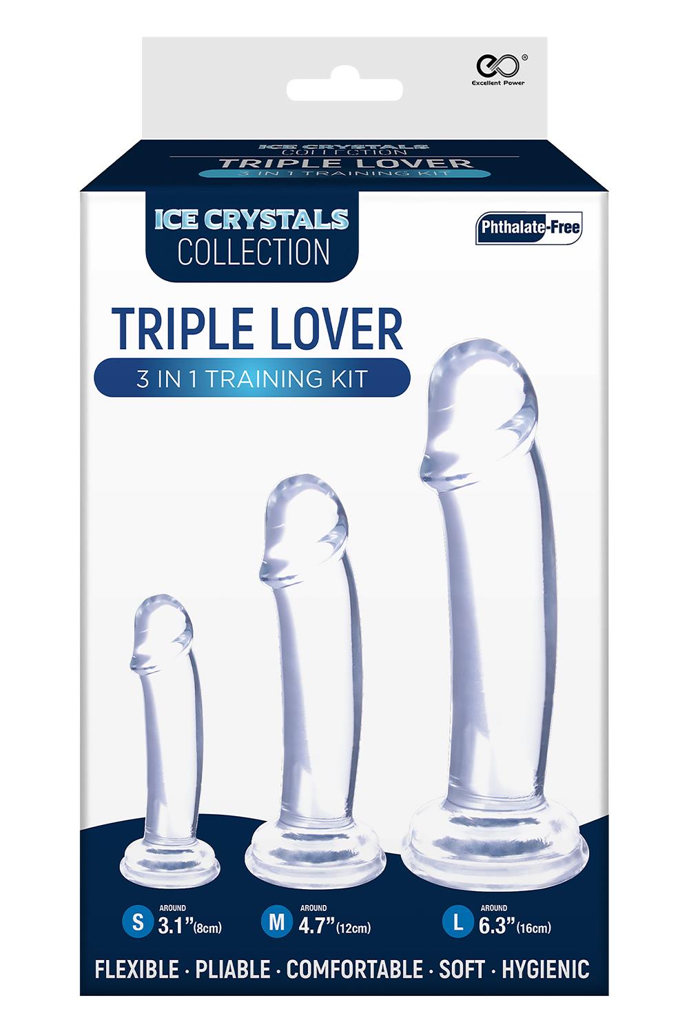 Triple Lover - 3 In 1 Training Kit Set With 3 Different Size Dildo Clear