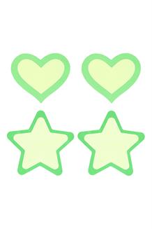 Pasties Glow in the dark Hearts And Stars Grn