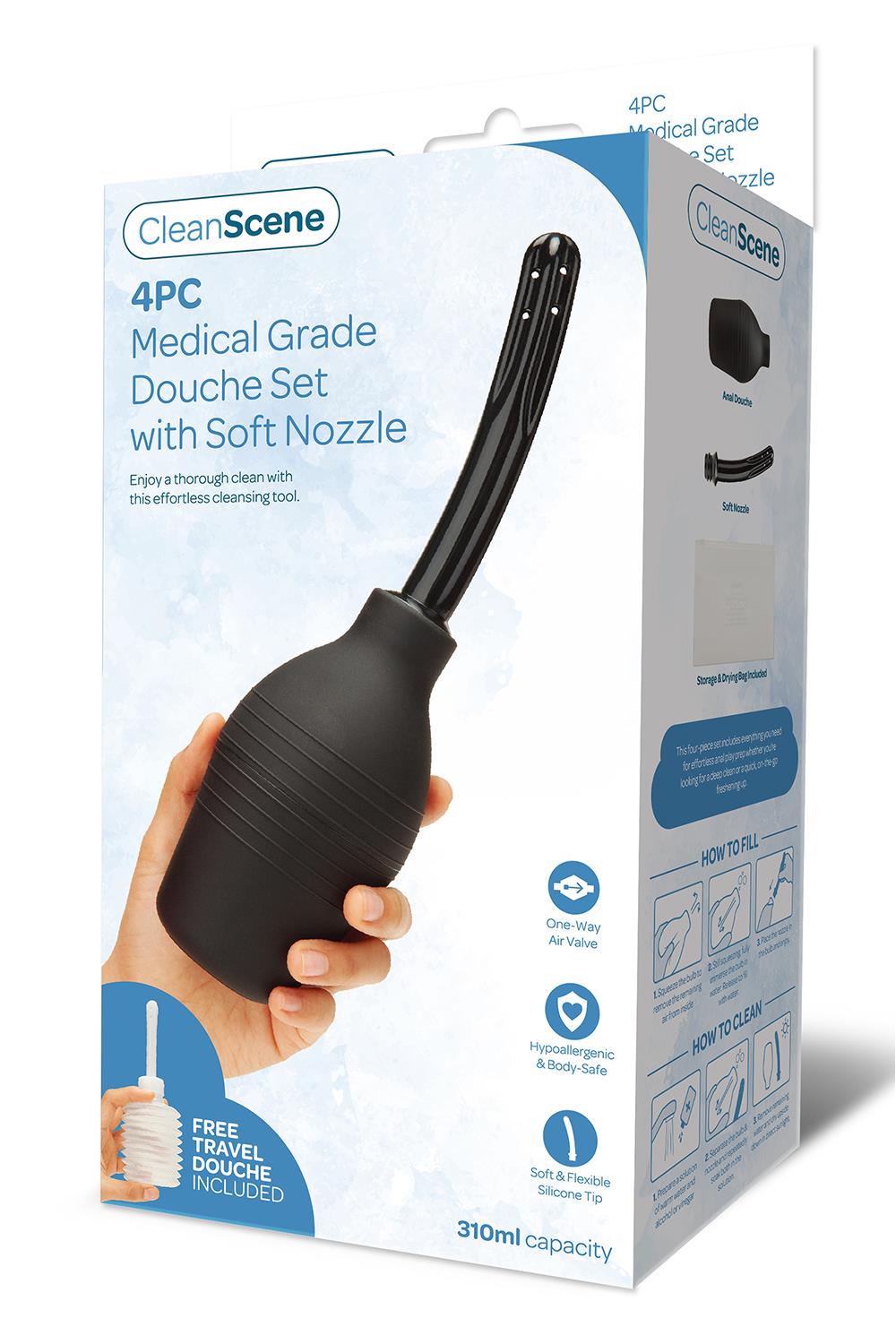 AQUACLEAN 310ML 4PCS MEDICAL GRADE DOUCHE SOFT NOZZLE