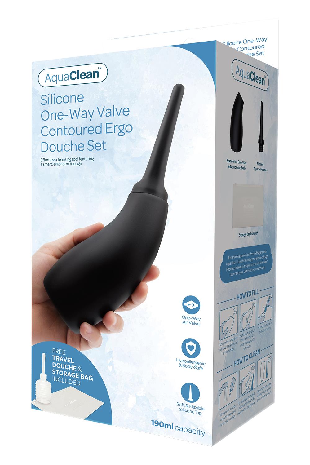 AQUACLEAN ONE WAY VALVE CONTURED ERGO DOUCHE 190ML