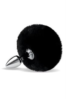3 Inch Fluffy Bunny Metal Plug with Black Tail