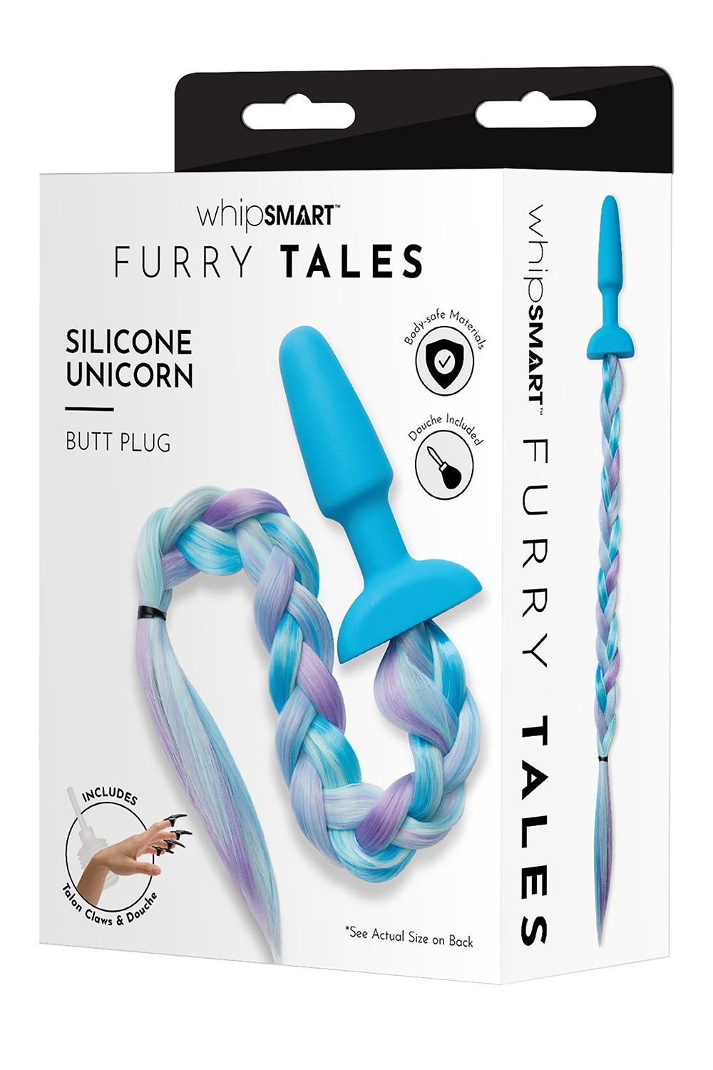 WHIPSMART 4.9 INCH SILICONE PLUG WITH PLAY TAILS UNICORN TAIL