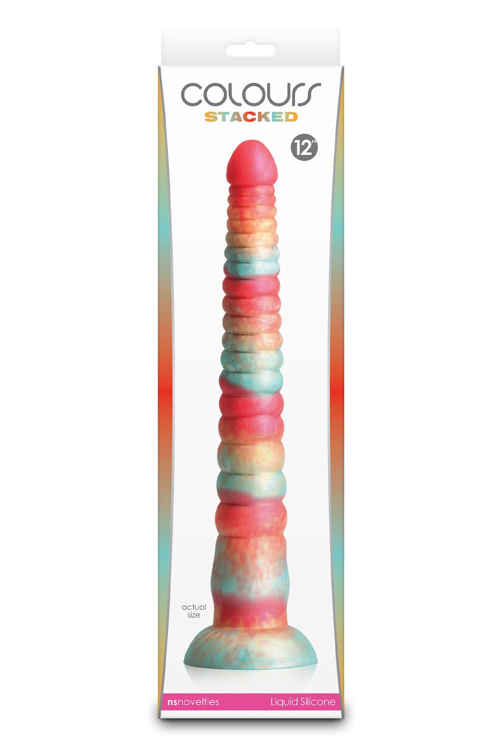 COLOURS STACKED 12 INCH DILDO RED/GOLD