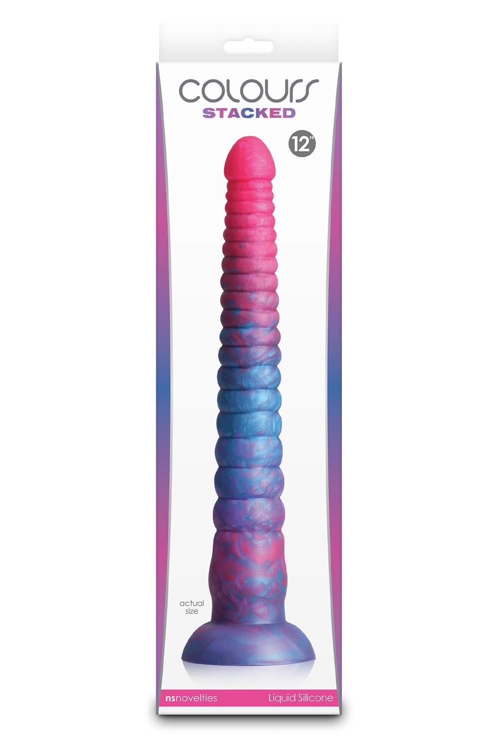 COLOURS STACKED 12 INCH DILDO PINK/BLUE