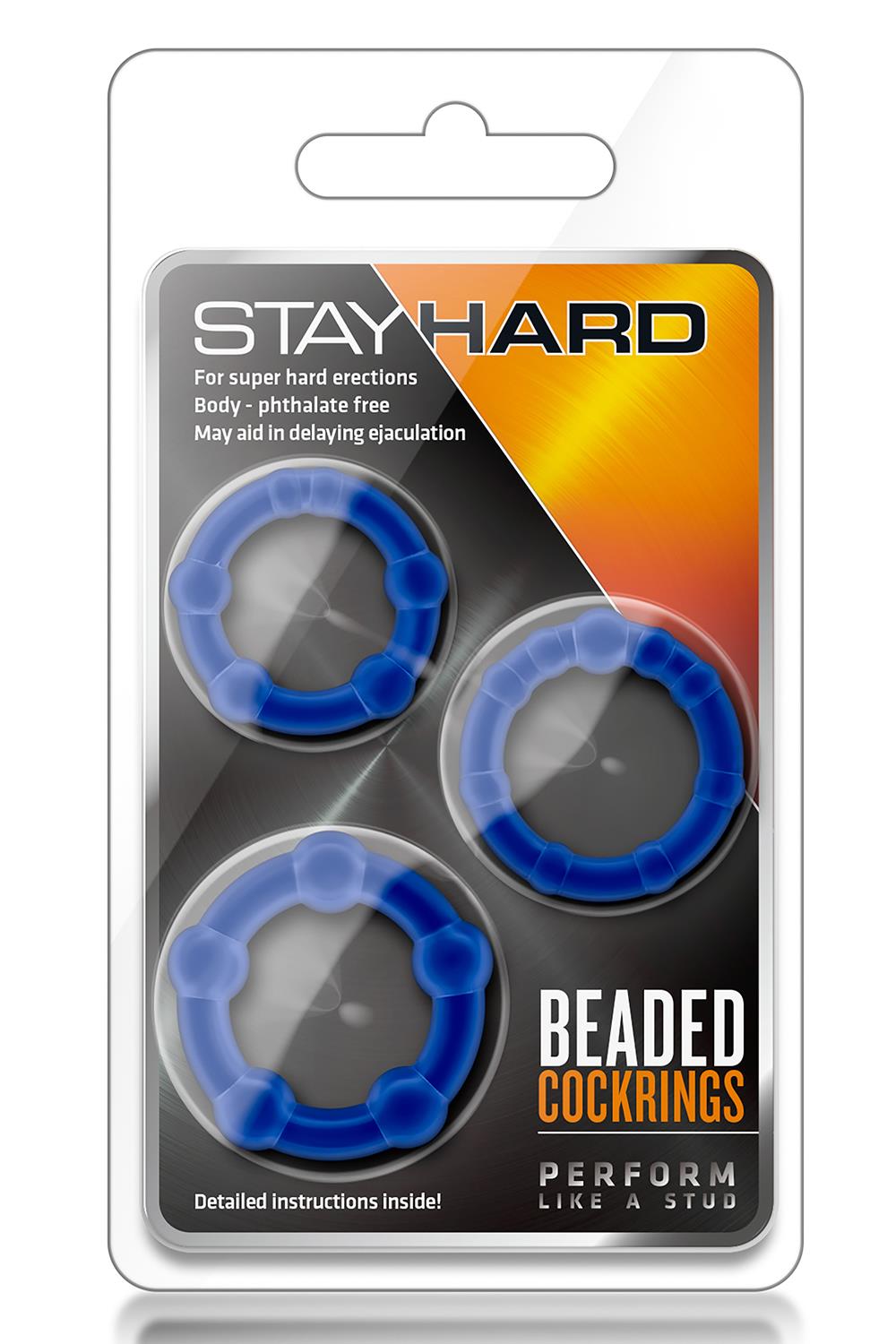 STAY HARD BEADED COCKRINGS BLUE