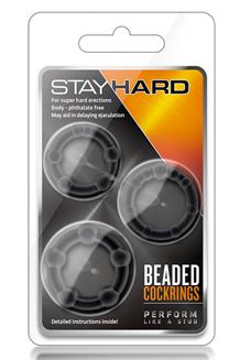STAY HARD BEADED COCKRINGS BLACK