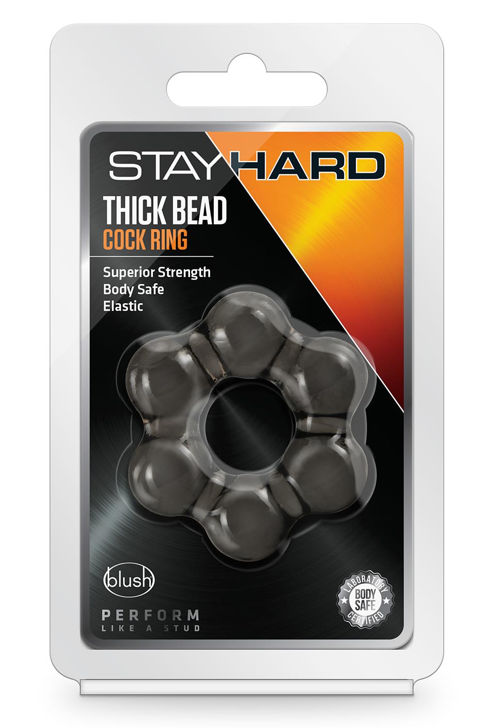 STAY HARD THICK BEAD COCK RING BLACK