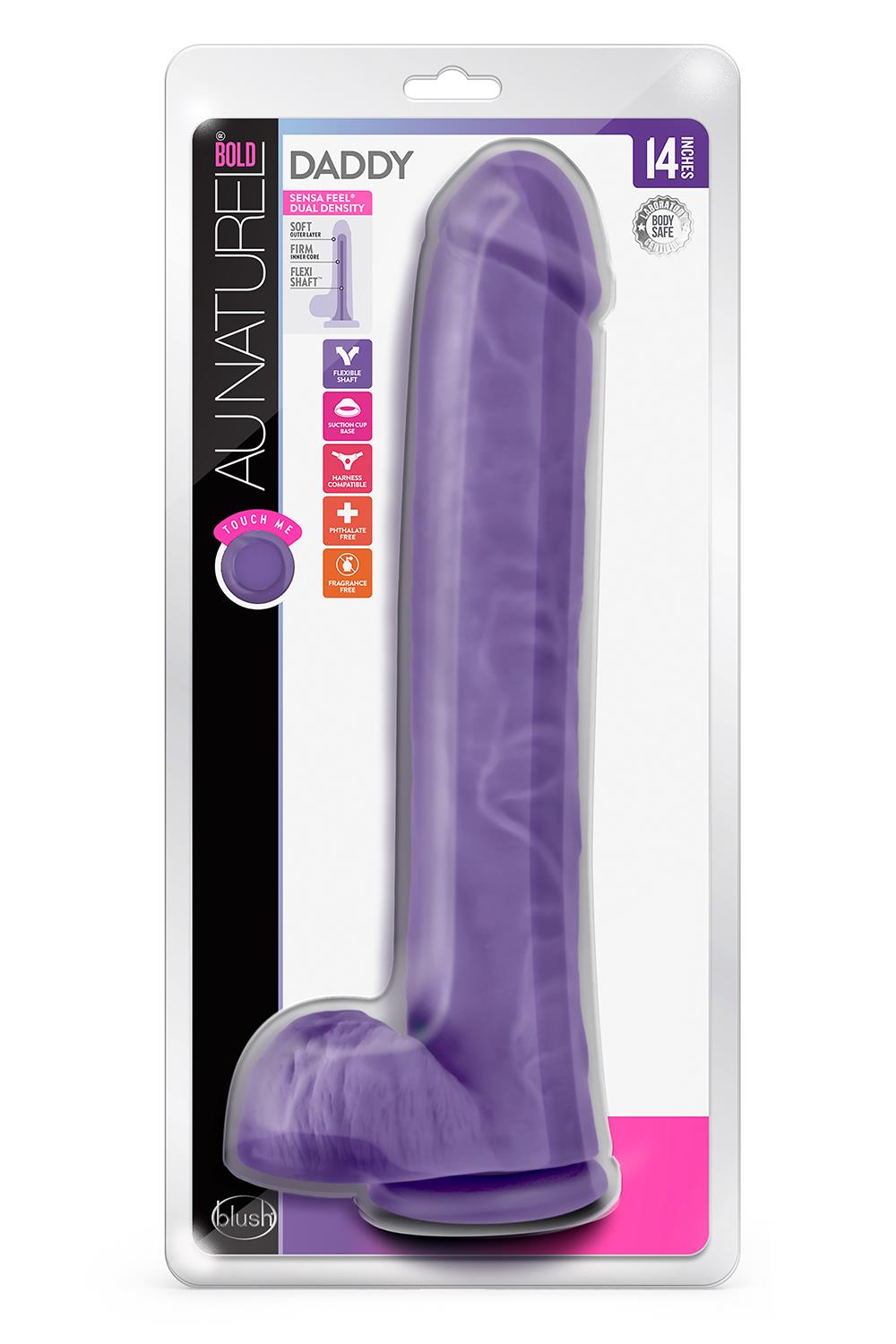 AU NATUREL BOLD DADDY 14 INCH DILDO PURPLE