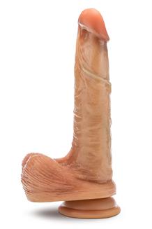 Davinci 8 Inch Sliding Foreskin Dildo with Squeezable Balls Tan