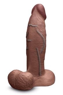 Slipskin Realistic Silicone Dildo 8 Inch Girthy Brown