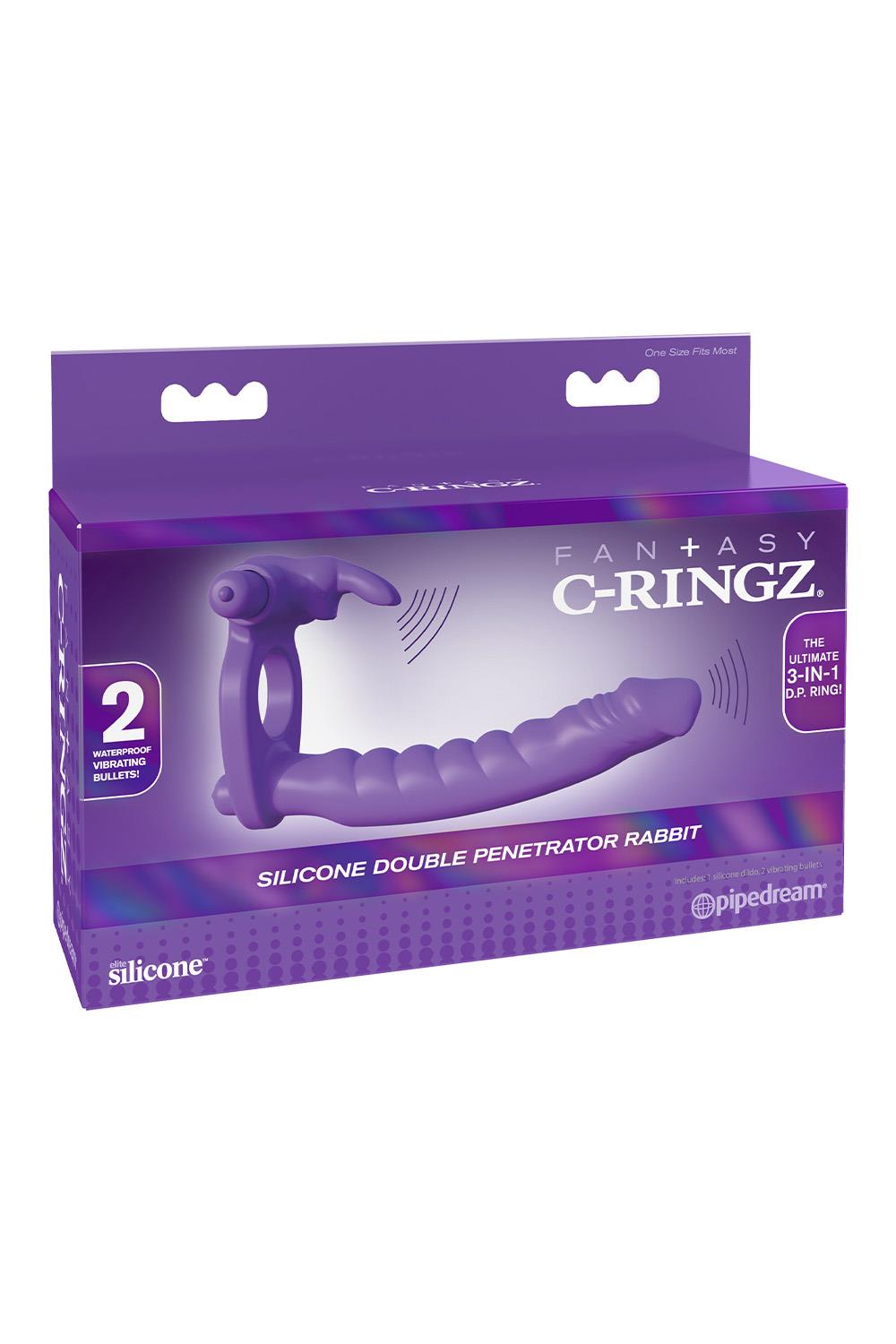 FANTASY C-RINGZ SILICONE DOUBLE PENETRATOR RABBIT PURPLE