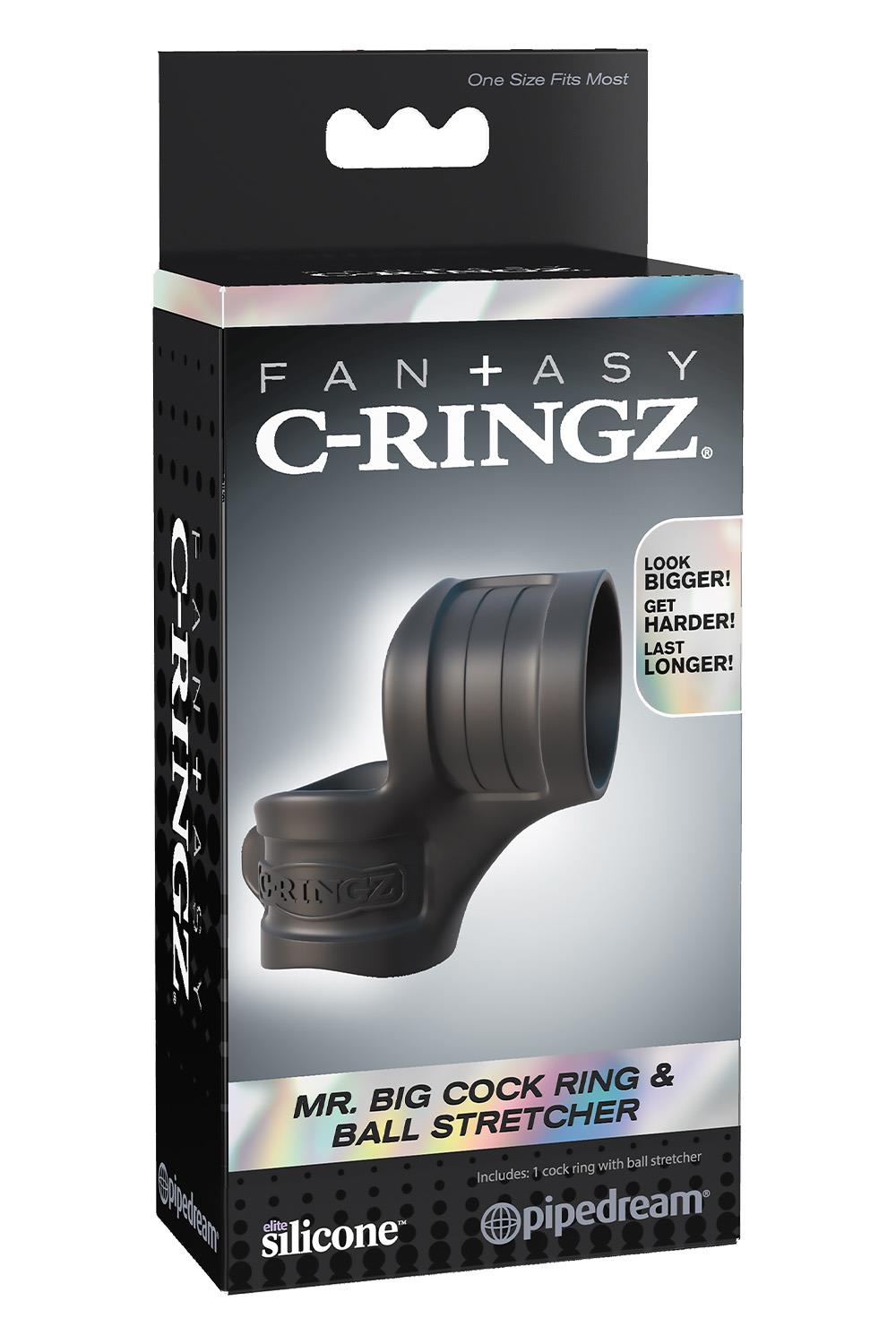 FANTASY C-RINGZ MR. BIG COCK RING AND BALL STRETCHER BLACK