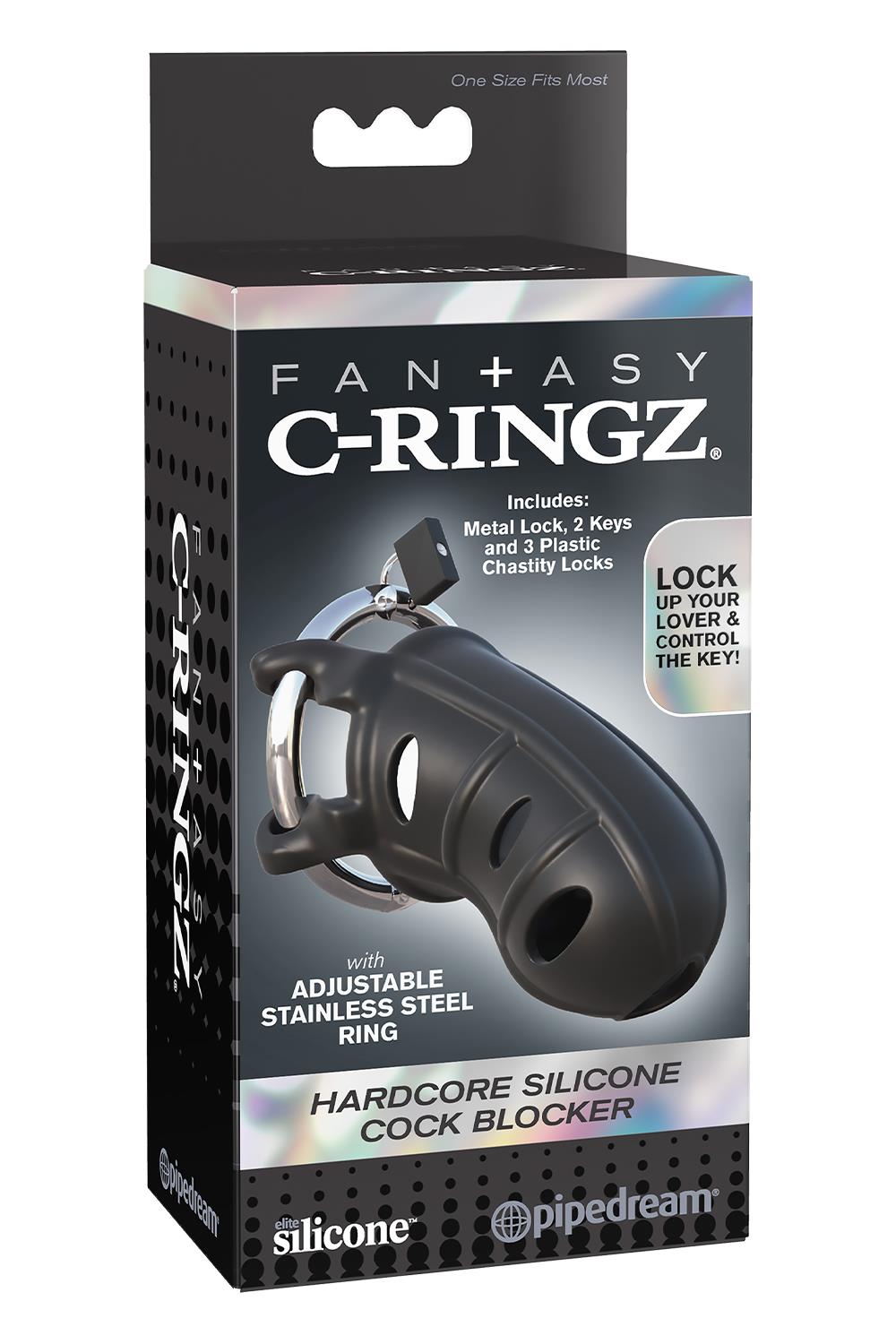 FANTASY C-RINGZ HARDCORE SILICONE COCK BLOCKER BLACK