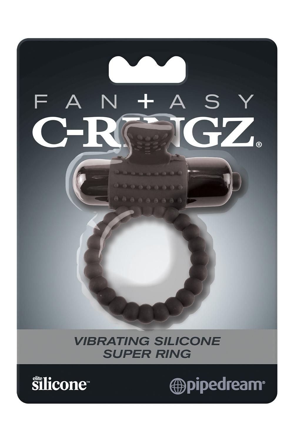 FANTASY C-RINGZ VIBRATING SILICONE SUPER RING BLACK