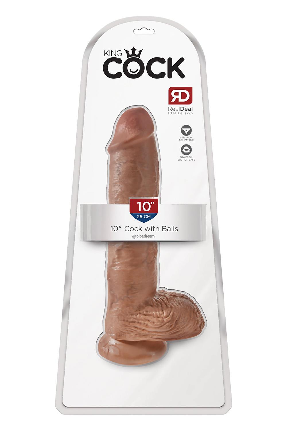 KING COCK 10 INCH COCK WITH BALLS TAN