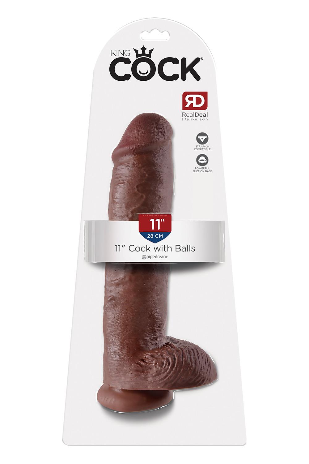 KING COCK 11 INCH COCK WITH BALLS BROWN