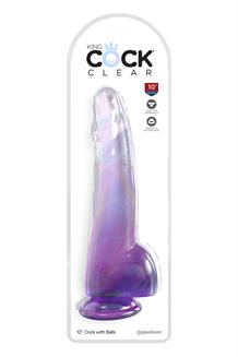 KING COCK CLEAR 10 INCH COCK WITH BALLS PURPLE
