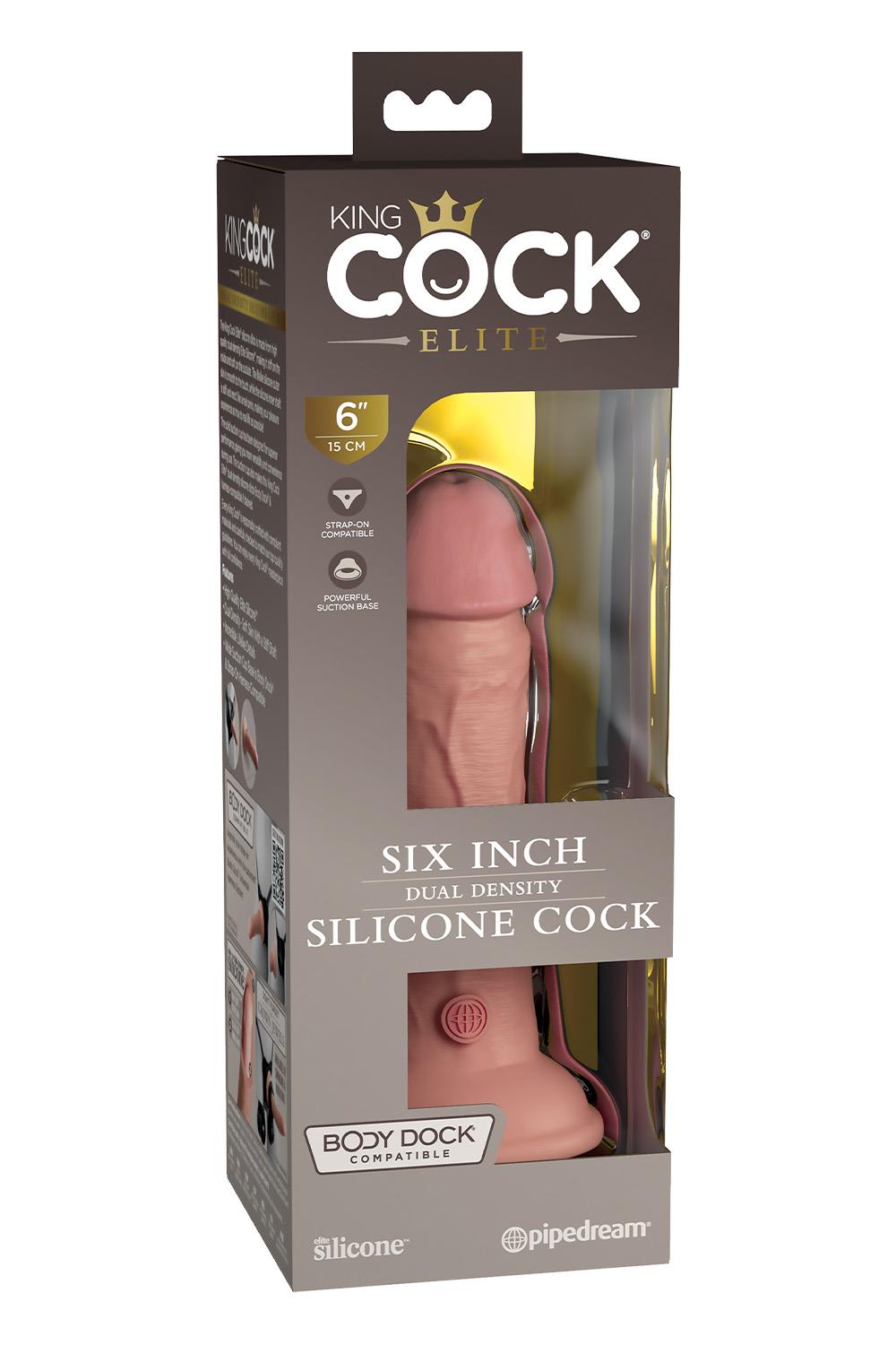 KING COCK ELITE 6 INCH DUAL DENSITY SILICONE COCK LIGHT