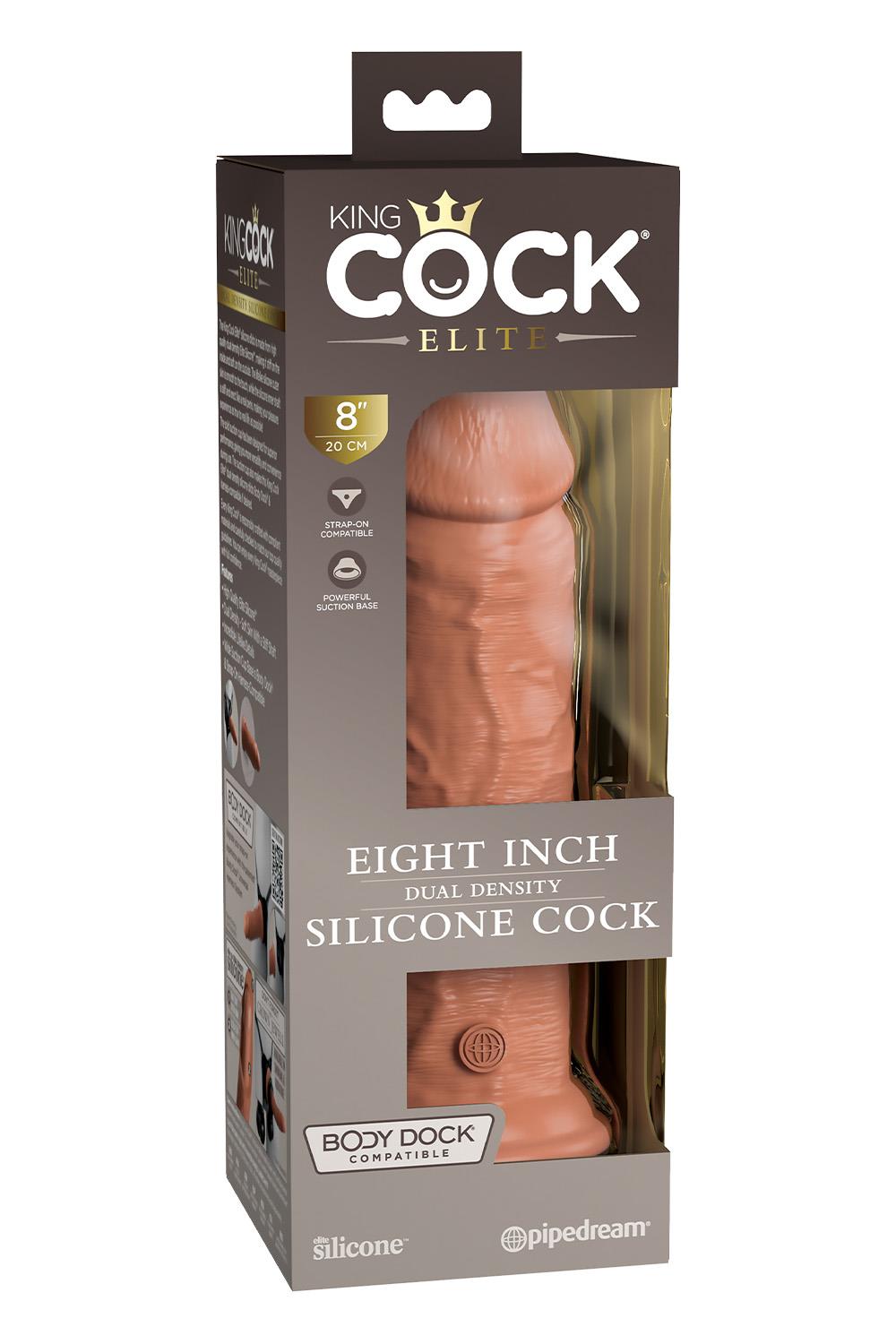 KING COCK ELITE 8 INCH DUAL DENSITY SILICONE COCK TAN