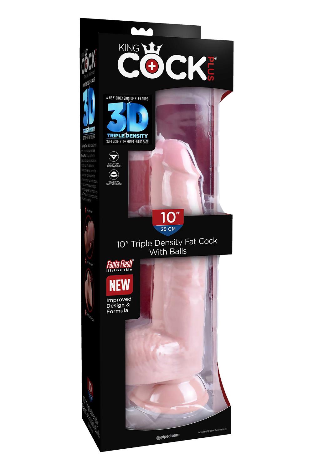 KING COCK PLUS 10 INCH TRIPLE DENSITY FAT COCK WITH BALLS LIGHT