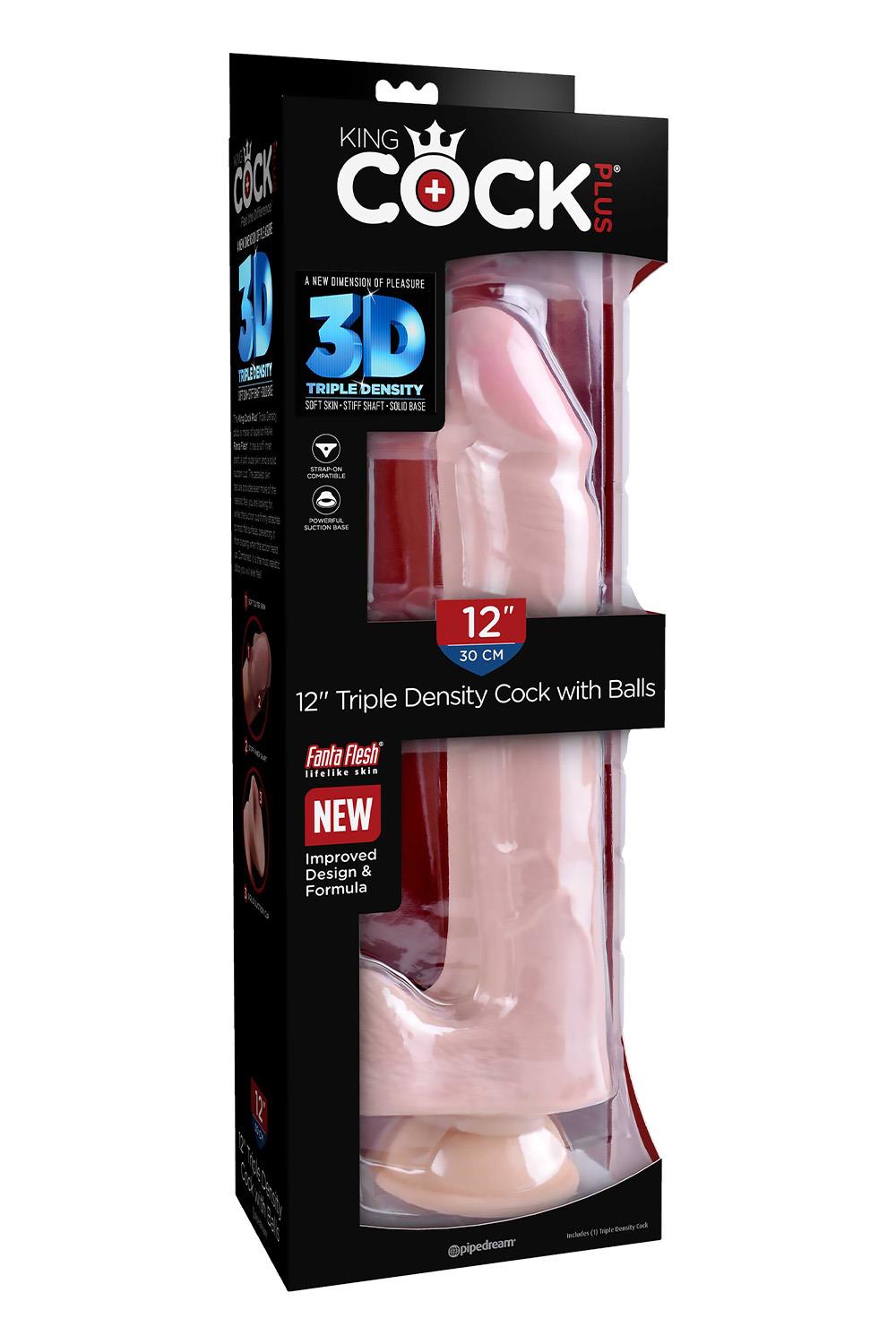 KING COCK PLUS 12 INCH TRIPLE DENSITY COCK WITH BALLS LIGHT