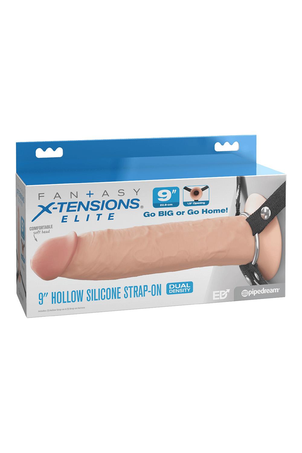 9 Inch Silicone Hollow Strap-On Dual Density