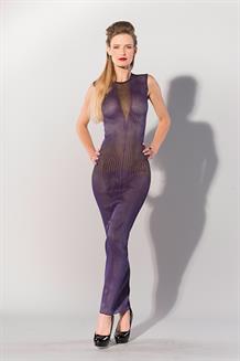 Printed Datex Long Striped Dress