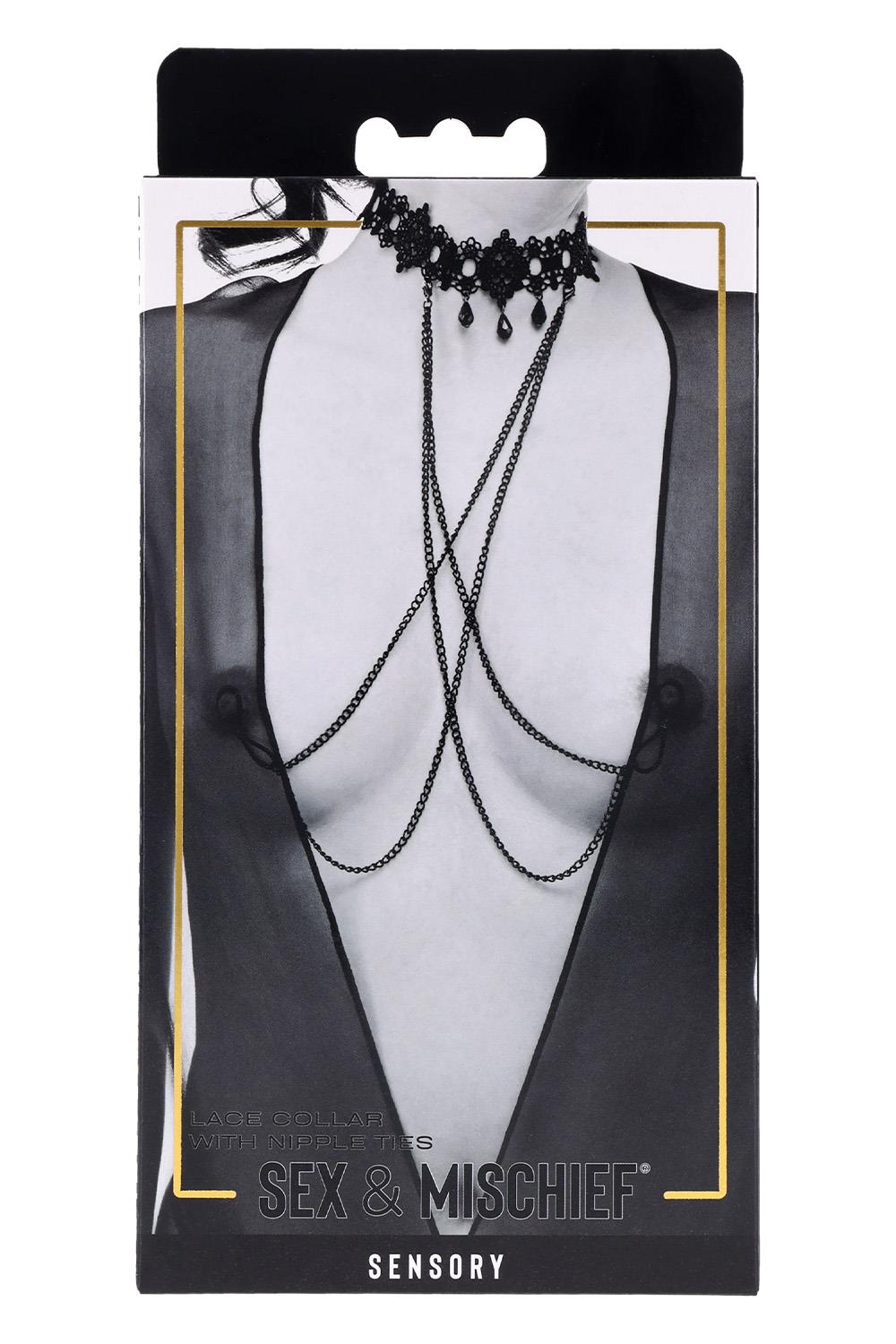 SPORTSHEETS SEX AND MISCHIEF LACE COLLAR WITH NIPPLE TIES