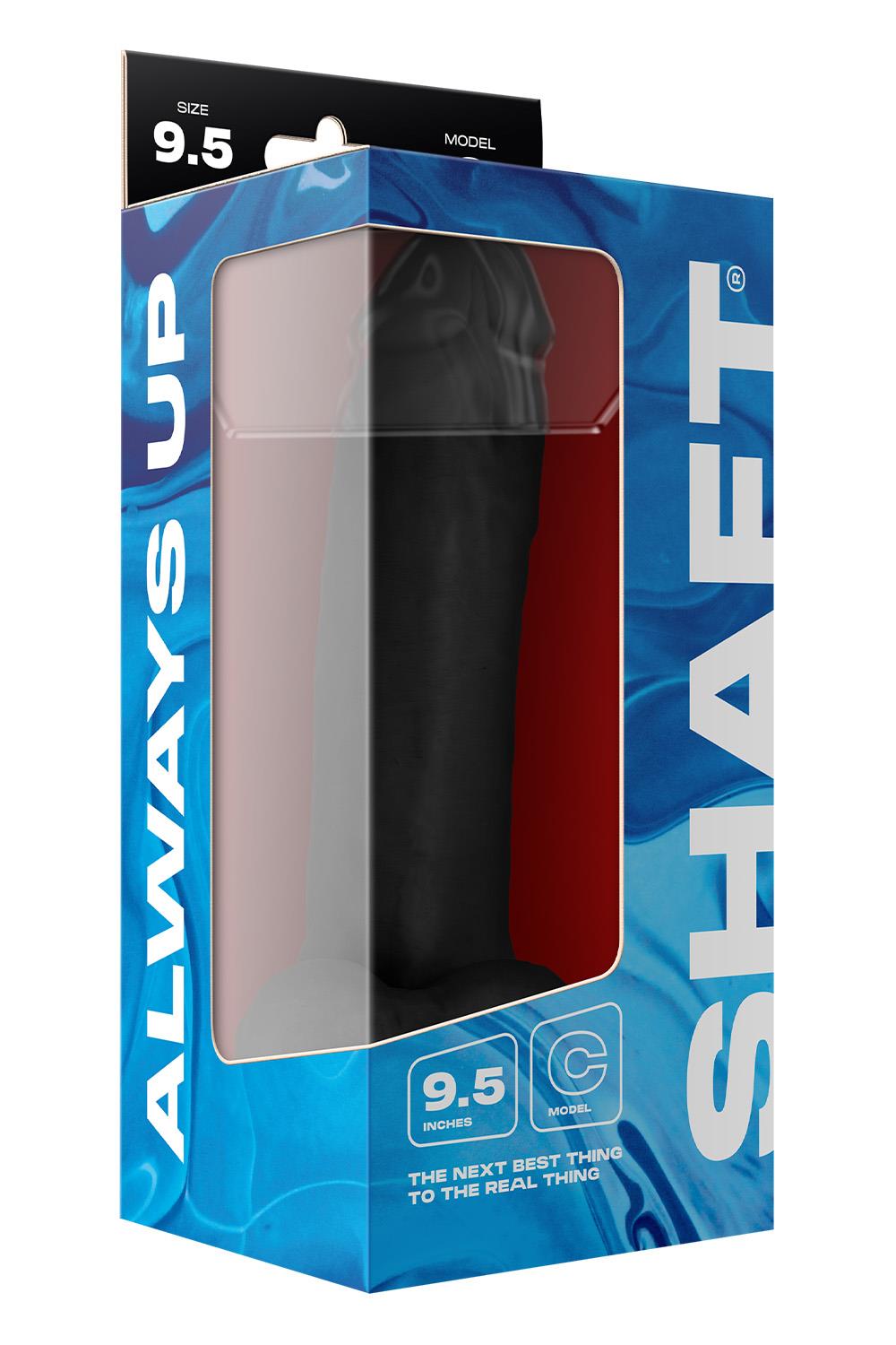 SHAFT MODEL C 9.5 INCH LIQUID SILICONE DONG WITH BALLS BLACK
