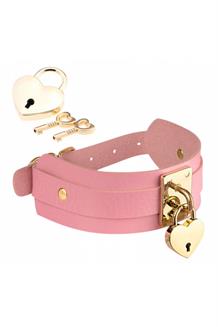 Heart Lock & Key Collar Pink/Gold